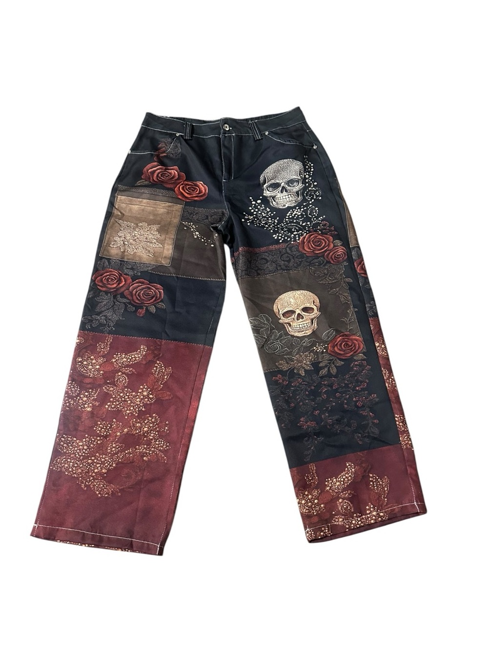 SHEIN Black & Burgundy Skull & Roses - Picture 5 of 16